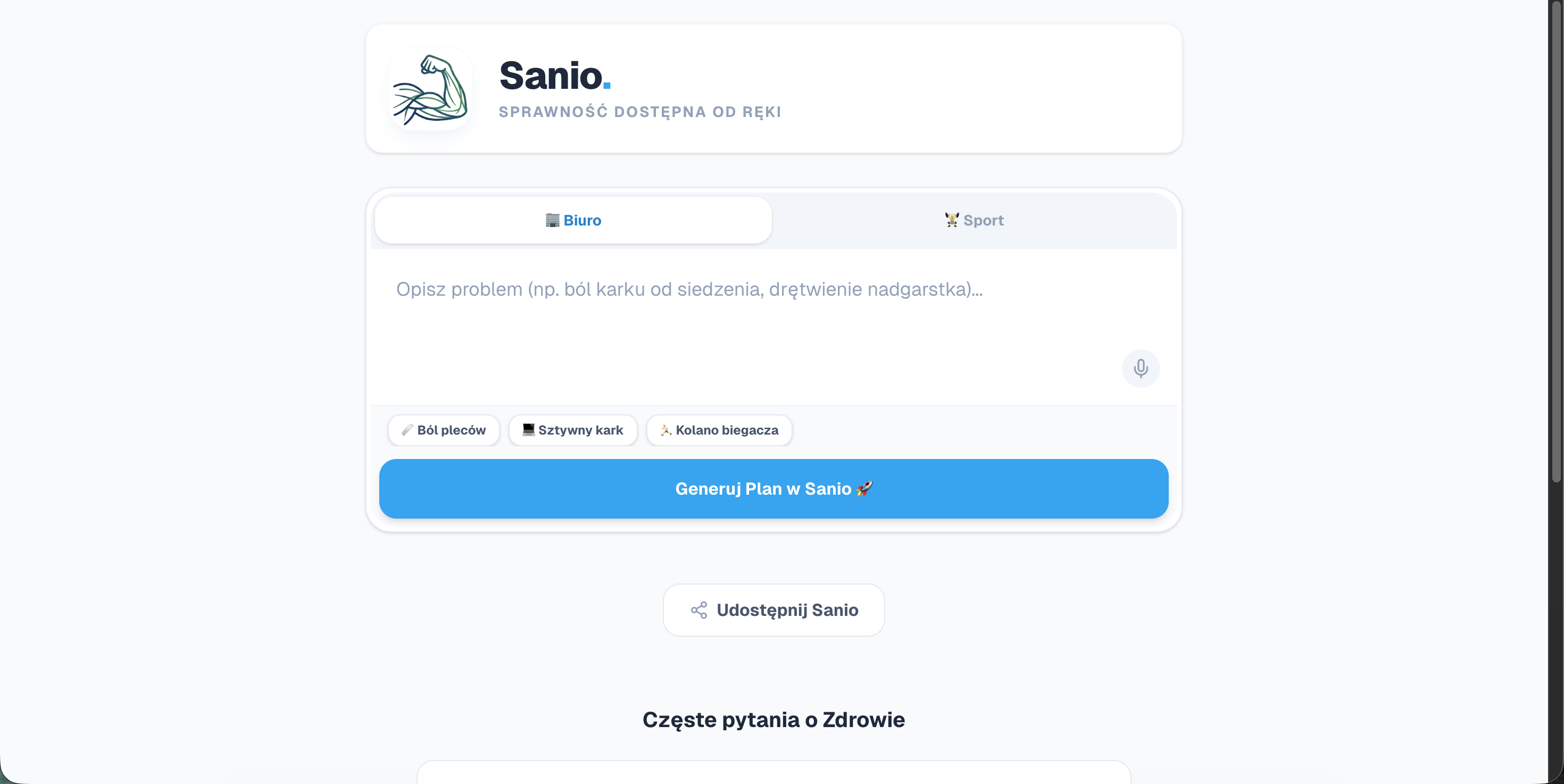 Sanio App - Aplikacja do ćwiczeń